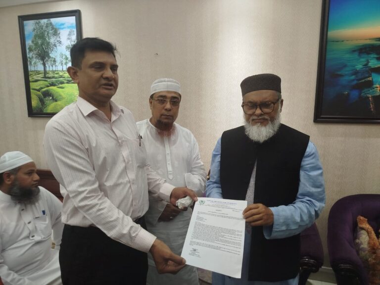 ধর্ম উপদেষ্টাকে স্মারকলিপি প্রদান “বিজেকেএস”সংস্থার প্রতিনিধি